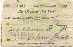 Elster (Bad) - Gemeinde - 31.8.1923 - 5 Millionen Mark