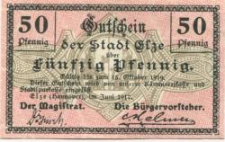 Elze - Stadt - Juni 1917 - 15.10.1919 - 50 Pfennig