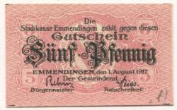 Emmendingen - Stadt - 1.8.1917 - 5 Pfennig