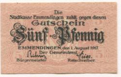Emmendingen - Stadt - 1.8.1917 - 5 Pfennig