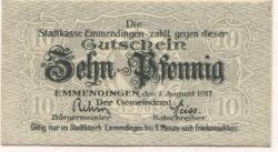 Emmendingen - Stadt - 1.8.1917 - 10 Pfennig