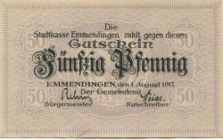 Emmendingen - Stadt - 1.8.1917 - 50 Pfennig