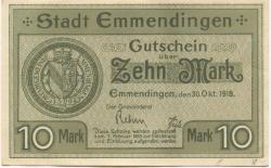Emmendingen - Stadt - 30.10.1918 - 1.2.1919 - 10 Mark