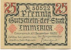 Emmerich - Stadt - 1.12.1920 - 50 Pfennig
