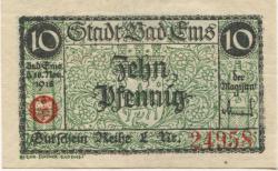 Ems (Bad) - Stadt - 18.11.1918 - 31.12.1920 - 10 Pfennig