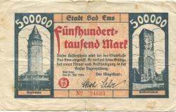 Ems (Bad) - Stadt - 27.7.1923 - 500000 Mark