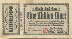Ems (Bad) - Stadt - 15.8.1923 - 1 Million Mark