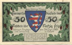 Erfurt - Verkehrs-Verein - 26/27..6.1921 - 50 Pfennig