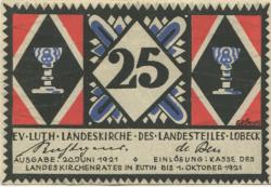 Eutin - Evangelisch-Lutherische Landeskirche des Landesteiles Lübeck - 1.10.1921 - 25 Pfennig 
