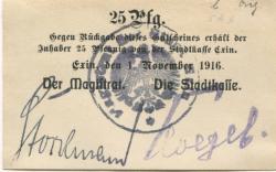 Exin (heute: PL-Kcynia) - Stadt - 1.11.1916 - 25 Pfennig 