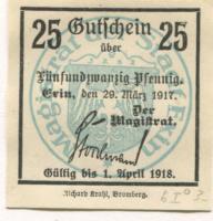 Exin (heute: PL-Kcynia) - Stadt - 29.3.1917 - 1.4.1918 - 25 Pfennig 