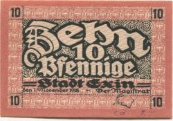 Exin (heute: PL-Kcynia) - Stadt - 1.11.1918 - 1.4.1921 - 10 Pfennig 