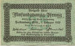 Falkenberg (heute: PL-Niemodlin) - Kreis - 1.2.1920 - 25 Pfennig 