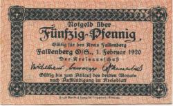 Falkenberg (heute: PL-Niemodlin) - Kreis - 1.2.1920 - 50 Pfennig 