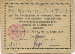 Falkenburg (heute: PL-Zlocieniec) - Stadt - 17.8.1923 - 1.10.1923 - 500000 Mark 