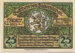 Fallersleben (heute: Wolfsburg) - Stadt - 1.10.1920 - 1.10.1921 -50 Pfennig 