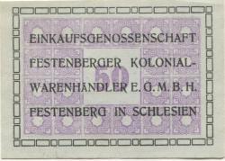 Festenberg (heute: PL-Twardogora) - Einkaufsgenossenschaft Festenberger Kolonialwarenhändler eGmbH - -- - 50 Pfennig 