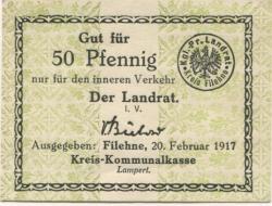 Filehne (heute: PL-Wielen) - Kreis (Landratsamt) - 20.2.1917 - 50 Pfennig 