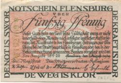 Flensburg - Stadt - 16.1.1920 - 50 Pfennig 