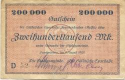 Frankenhausen - Stadt und Städtische Sparkasse - 9.8.1923 - 200000 Mark 