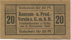 Frankenhausen - Konsum- und Produktiv-Verein - 9.11.1920 - 20 Pfennig