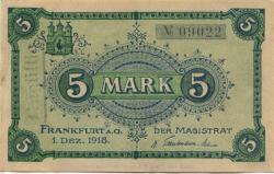 Frankfurt - Stadt - 1.2.1918 - 1.2.1919 - 5 Mark 