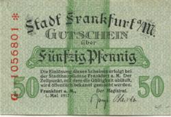 Frankfurt - Stadt - 1.5.1917 - 50 Pfennig 