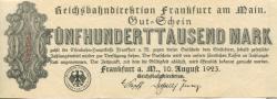Frankfurt - Reichsbahndirektion, Hohenzollernplatz 35 - 11.8.1923 - 500000 Mark 