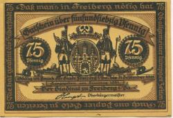 Freiberg - Stadt - (22.7.) 1921 - 31.12.1921 - 75 Pfennig 