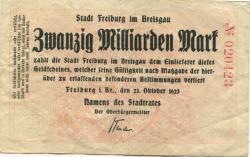 Freiburg - Stadt - 23.10.1923 - 20 Milliarden Mark