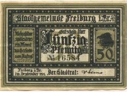 Freiburg - Stadt - September 1921 - 50 Pfennig