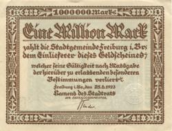 Freiburg - Stadt - 25.8.1923 - 1 Million Mark