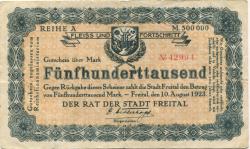 Freital - Stadt - 10.8.1923 - 500000 Mark