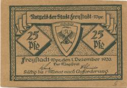 Freystadt (heute: PL-Kisielice) - Stadt - 1.12.1920 - 25 Pfennig