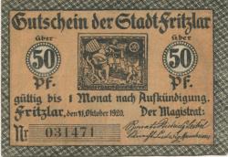 Fritzlar - Stadt - 11.10.1920 - 50 Pfennig