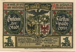 Fürstenwalde - Stadt - 1921 - 1 Mark