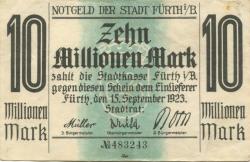 Fürth - Stadt - 15.9.1923 - 10 Millionen Mark