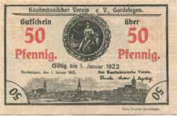 Gardelegen - Kaufmännischer Verein eV - 1.1.1921 - 1.1.1922 - 50 Pfennig 