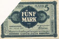 Gardelegen - Mannschaftsgefangenenlager - 1.1.1916 - 5 Mark 