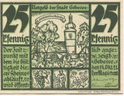 Gebesee - Stadt - 14.10.1921 - 25 Pfennig 