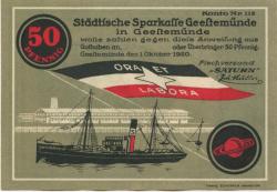 Geestemünde (heute: Bremerhaven) - Fischversand Saturn - 1.10.1920 - 50 Pfennig 