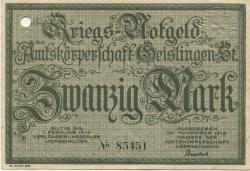 Geislingen - Amtskörperschaft - November 1918 - 1.2.1919 - 20 Mark 