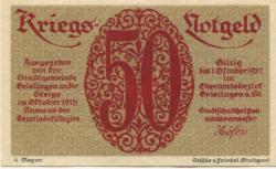 Geislingen - Stadt - Oktober 1918 - 1.10.1920 - 50 Pfennig 