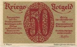 Geislingen - Stadt - Oktober 1918 - 1.10.1920 - 50 Pfennig 