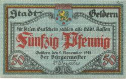Geldern - Stadt - 9.11.1918 - 50 Pfennig 