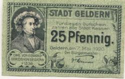 Geldern - Stadt - 7.5.1920 - 25 Pfennig 