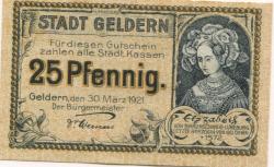 Geldern - Stadt - 30.3.1921 - 25 Pfennig 