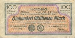 Gelsenkirchen - Stadt und Kreis - 21.9.1923 - 100 Millionen Mark 