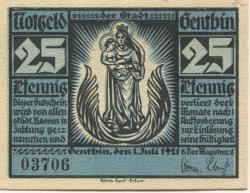 Genthin - Stadt - 1.7.1921 - 25 Pfennig