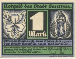 Genthin - Stadt - 1.7.1921 - 1 Mark